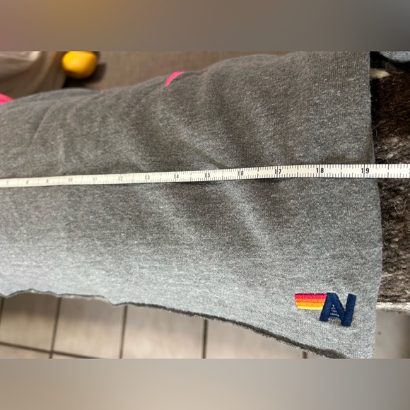 Aviator Nation Gray Sweater with Rainbow Stripes/ Size S - Picture 6 of 8